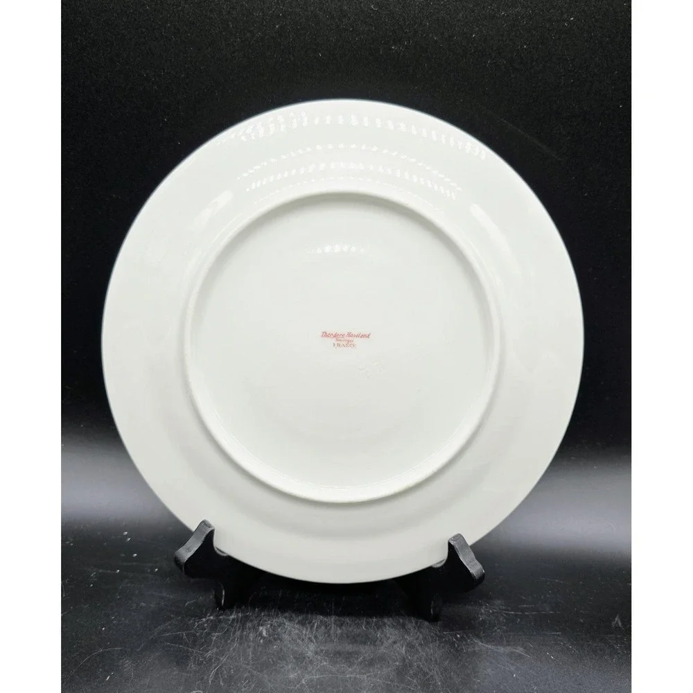 Set/4 Antique Haviland Limoges Dinner Plate Pink Rose 9.25